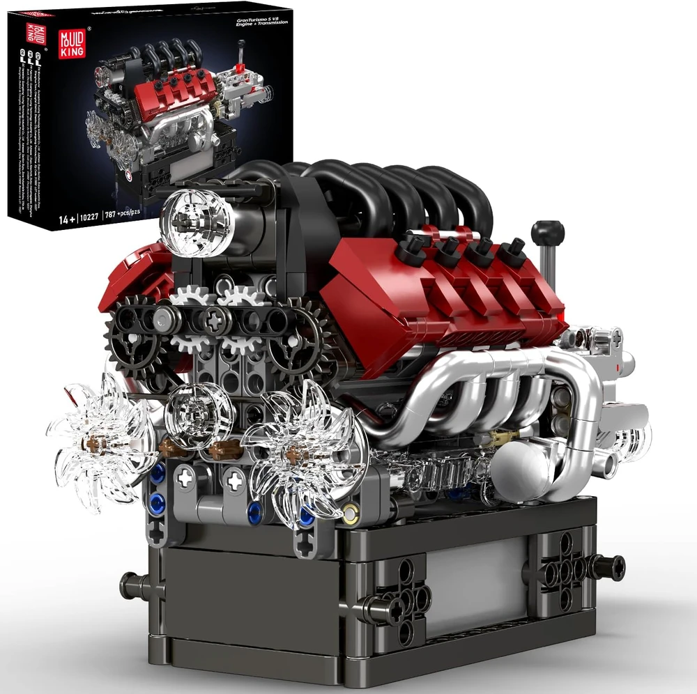 Mould King 10227 Technic Maserati V8 variklių blokeliai 14+