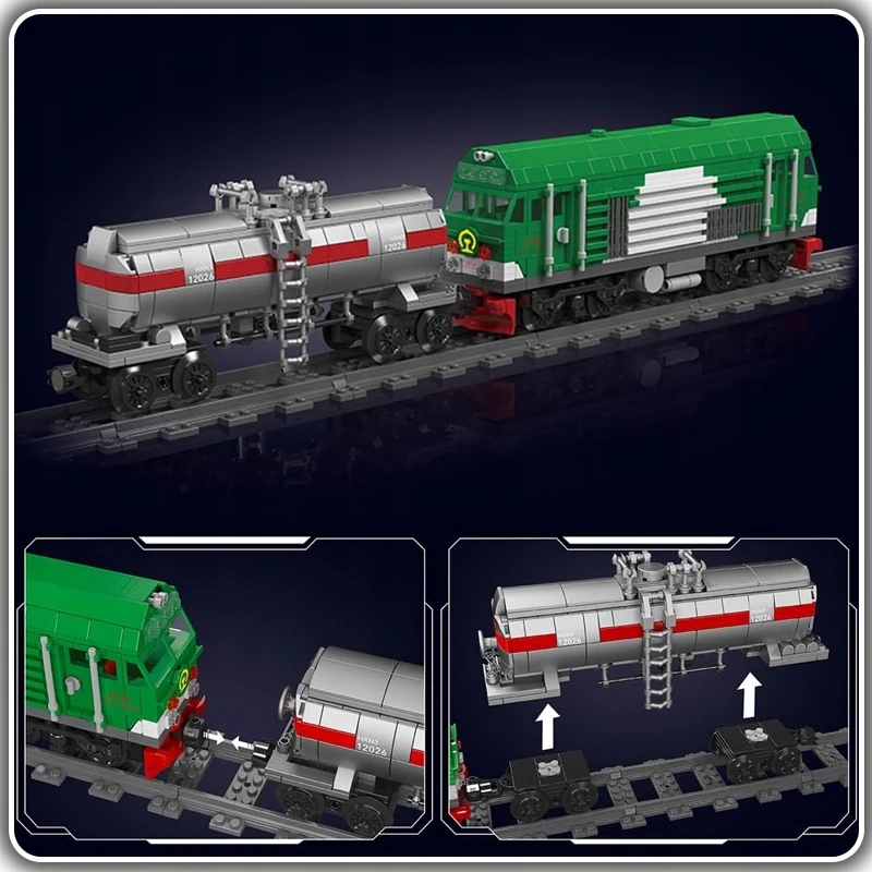 Mould King 12026 Hxn 3 Dyzelinė Lokomotyva Statybinių Blokelių Rinkinys