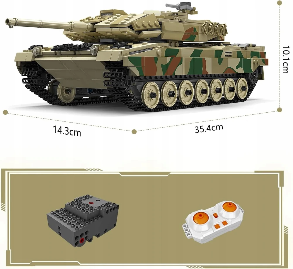 Mould King 20020s Leopard 2 Tank - 1100 det., valdomas pulteliu