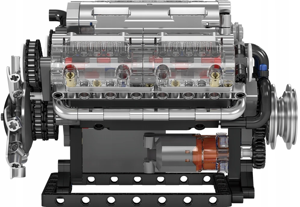 Mould King Blocks Mold King 10088 natūraliai įsiurbiamo V8 variklio techninės konstrukcijos modelis
