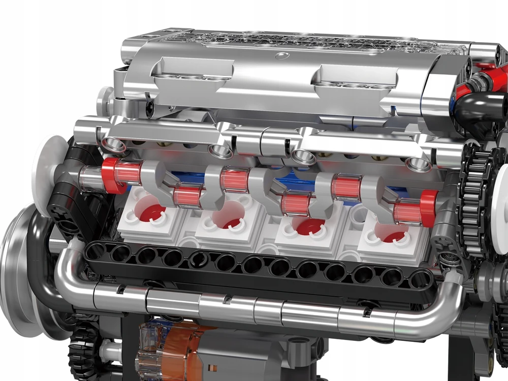 Mould King Blocks Mold King 10088 natūraliai įsiurbiamo V8 variklio techninės konstrukcijos modelis