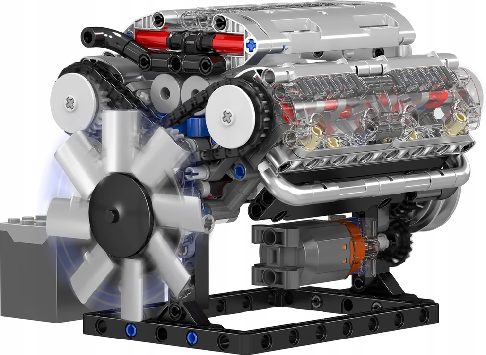 Mould King Blocks Mold King 10088 natūraliai įsiurbiamo V8 variklio techninės konstrukcijos modelis