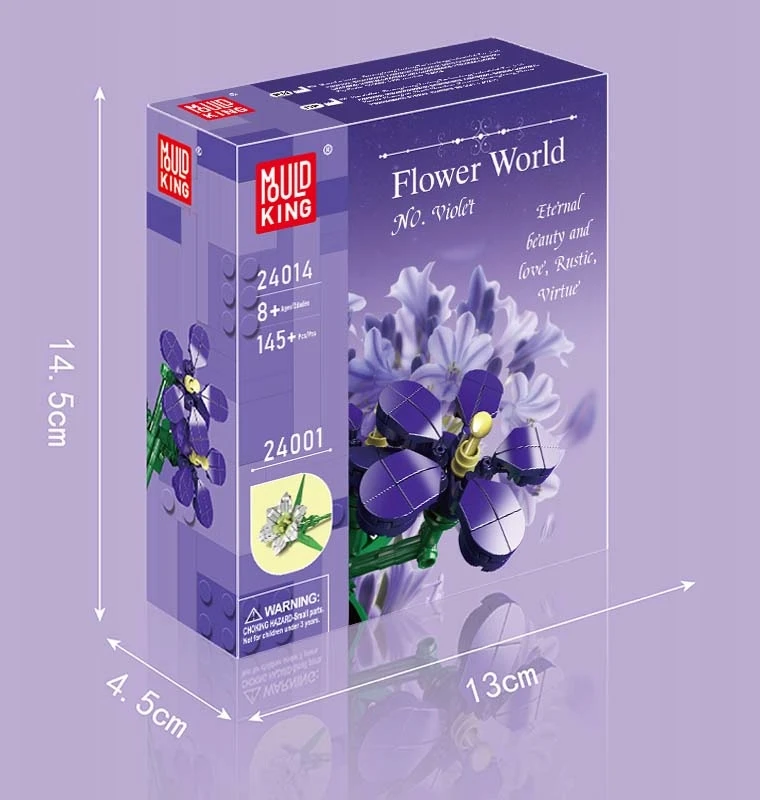 Mould King Gėlių violetinės - MOLD KING kaladėlės 145 vnt. TECHNIKA 24014