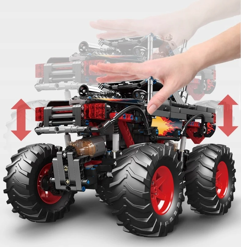 Mould King KONSTRUKCINIAI BLOKAI MOLD KING 18008 FLAME MONSTER TRUCK RC 889 EL.