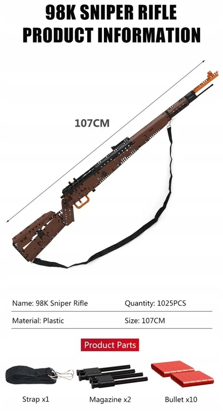 Mould King Konstrukcinis rinkinys: Mauser 98k snaiperinis karabinas, 1117 detalių