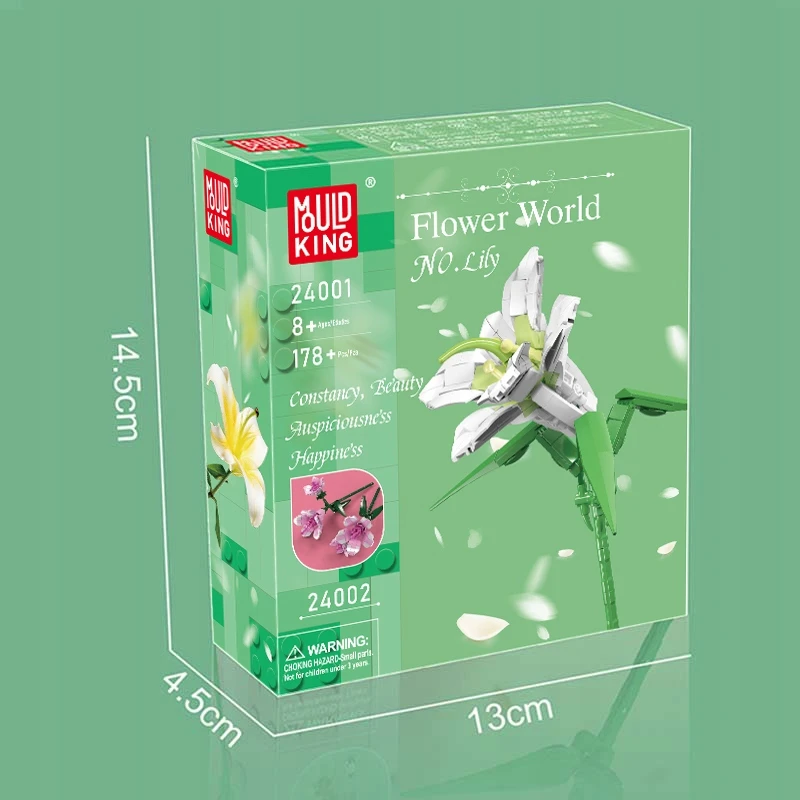 Mould King LELIJOS DIRBTINĖS GĖLĖS MOLD KING Blocks 24001 DOVANA VAZAI JAI