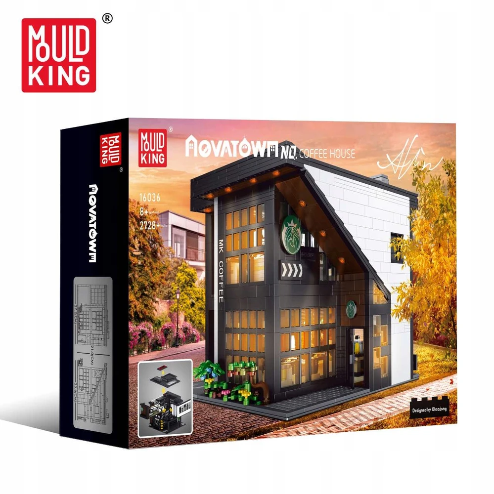 Mould King Moderni kavinė, 2728 det., Led apšvietimas