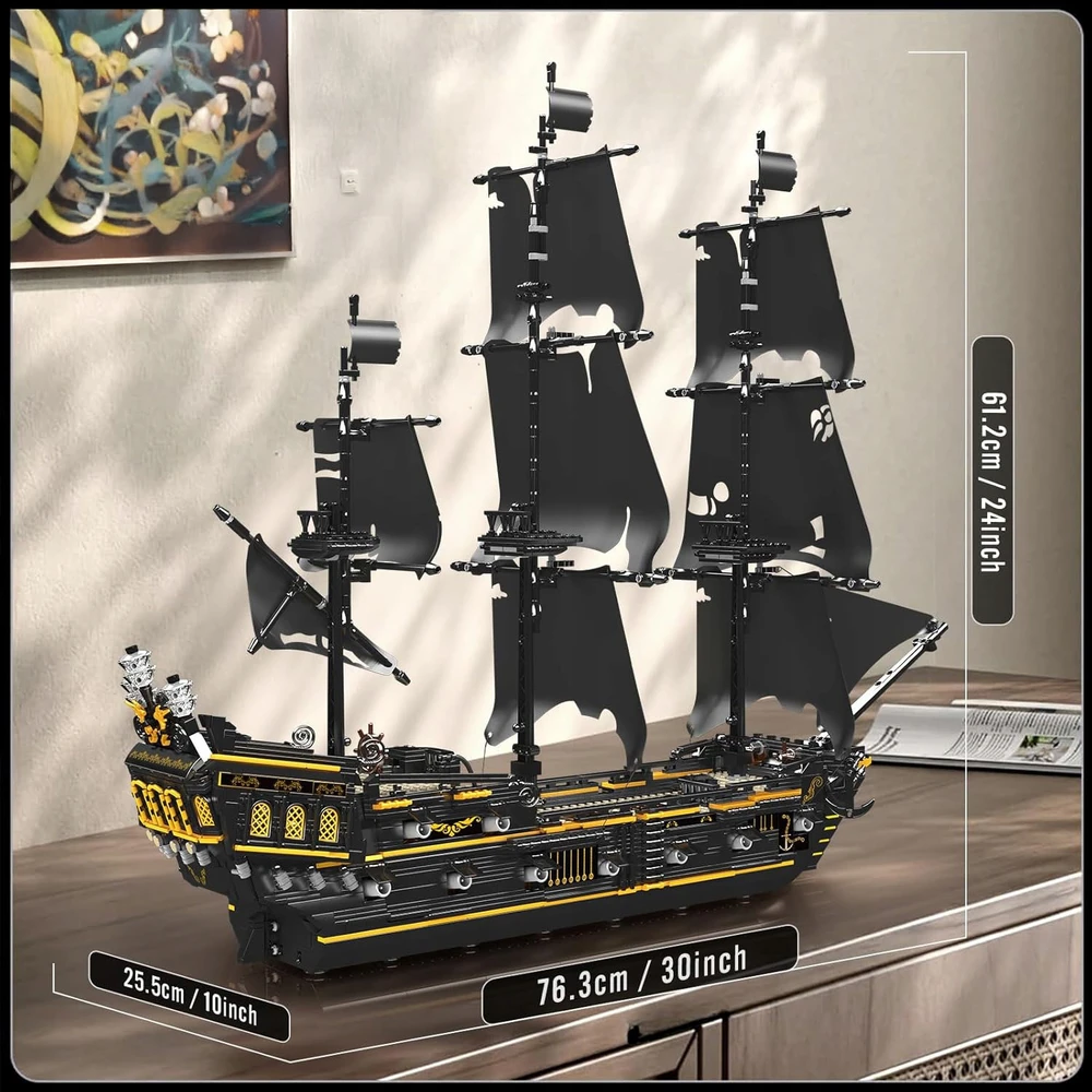 Mould King Mold King 13199 statybiniai blokeliai - piratų laivas Juodas pearl pirates