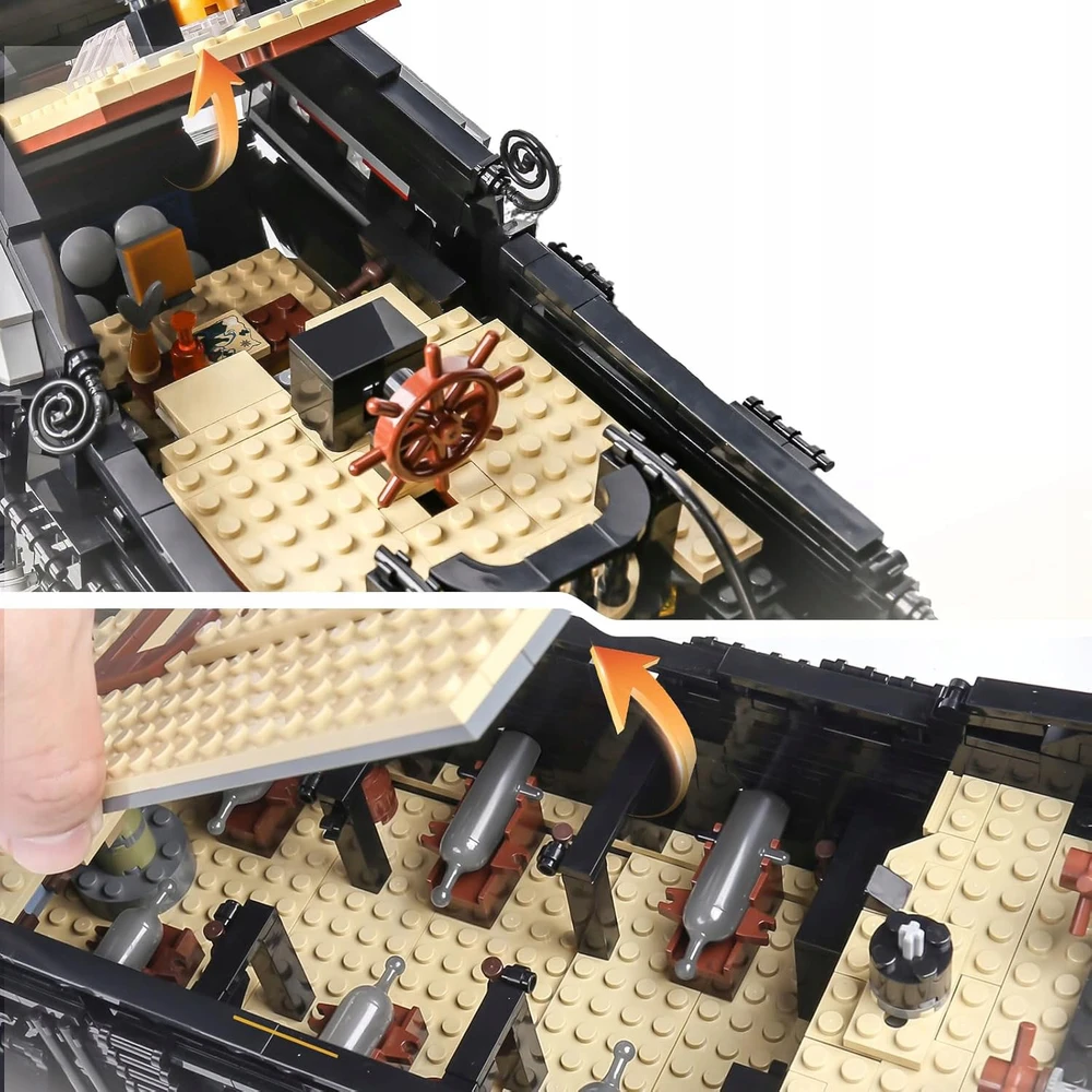 Mould King Mold King 13199 statybiniai blokeliai - piratų laivas Juodas pearl pirates