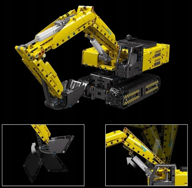 Mould King Mold King 15061 Blocks Nuotoliniu būdu valdomas vikšrinis ekskavatorius 1113 vnt.