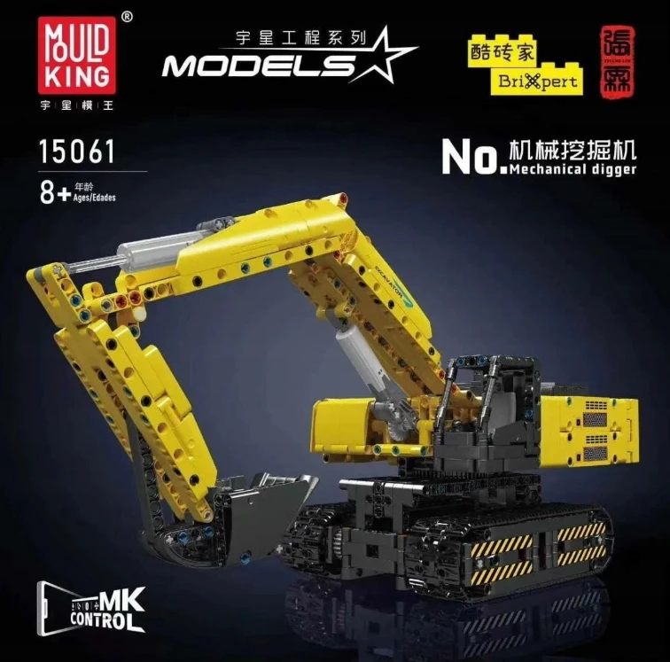 Mould King Mold King 15061 Blocks Nuotoliniu būdu valdomas vikšrinis ekskavatorius 1113 vnt.