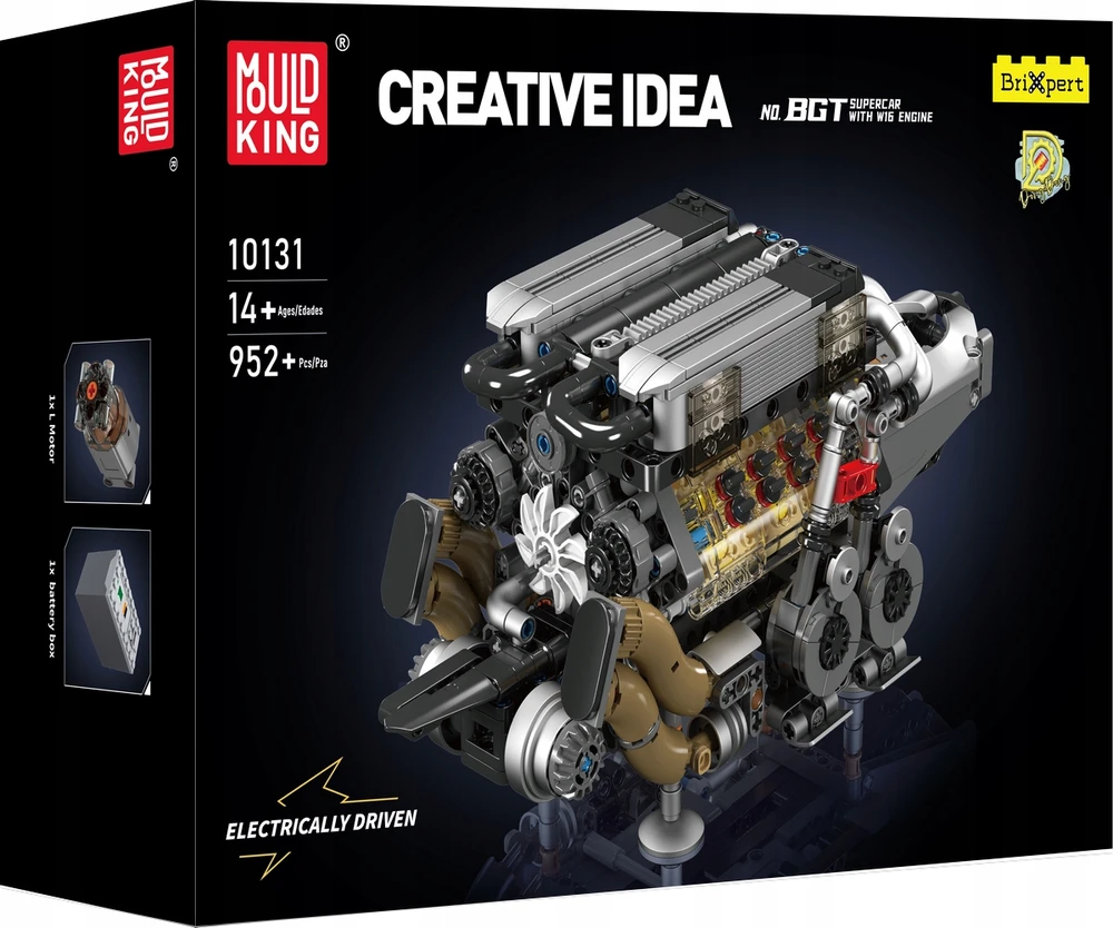 Mould King Mold King blokai 10131 W16 variklis V modelis 16 cilindrų Technic BOX