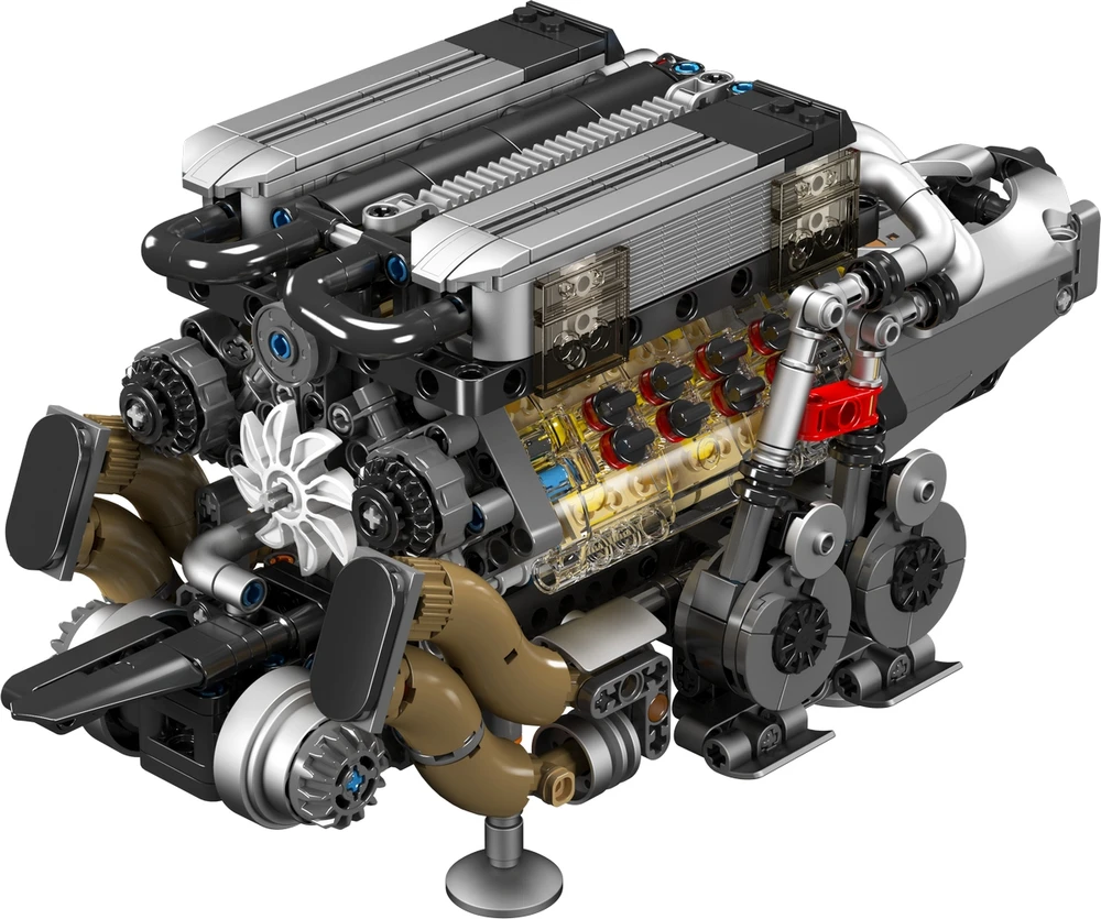 Mould King Mold King blokai 10131 W16 variklis V modelis 16 cilindrų Technic BOX