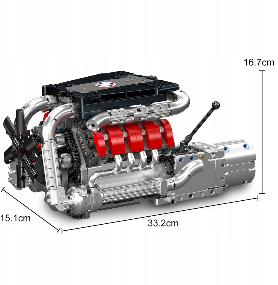 Mould King Mold King blokai 10203 Mercedes-Benz V8 Turbo ENGINE Technic BOX variklis