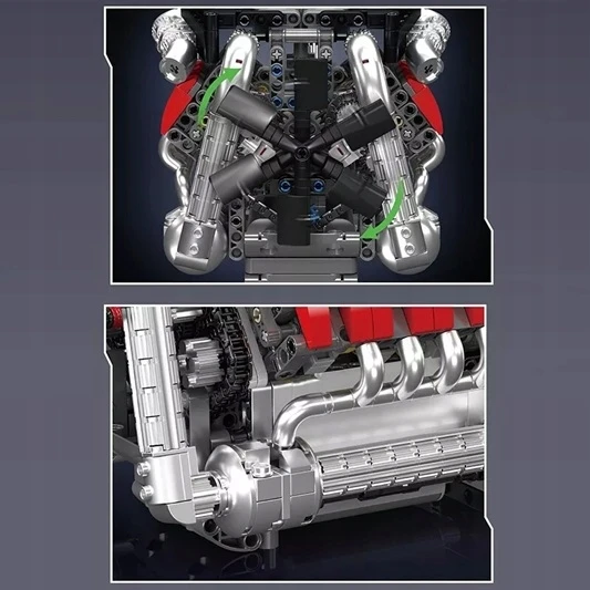 Mould King Mold King blokai 10203 Mercedes-Benz V8 Turbo ENGINE Technic BOX variklis