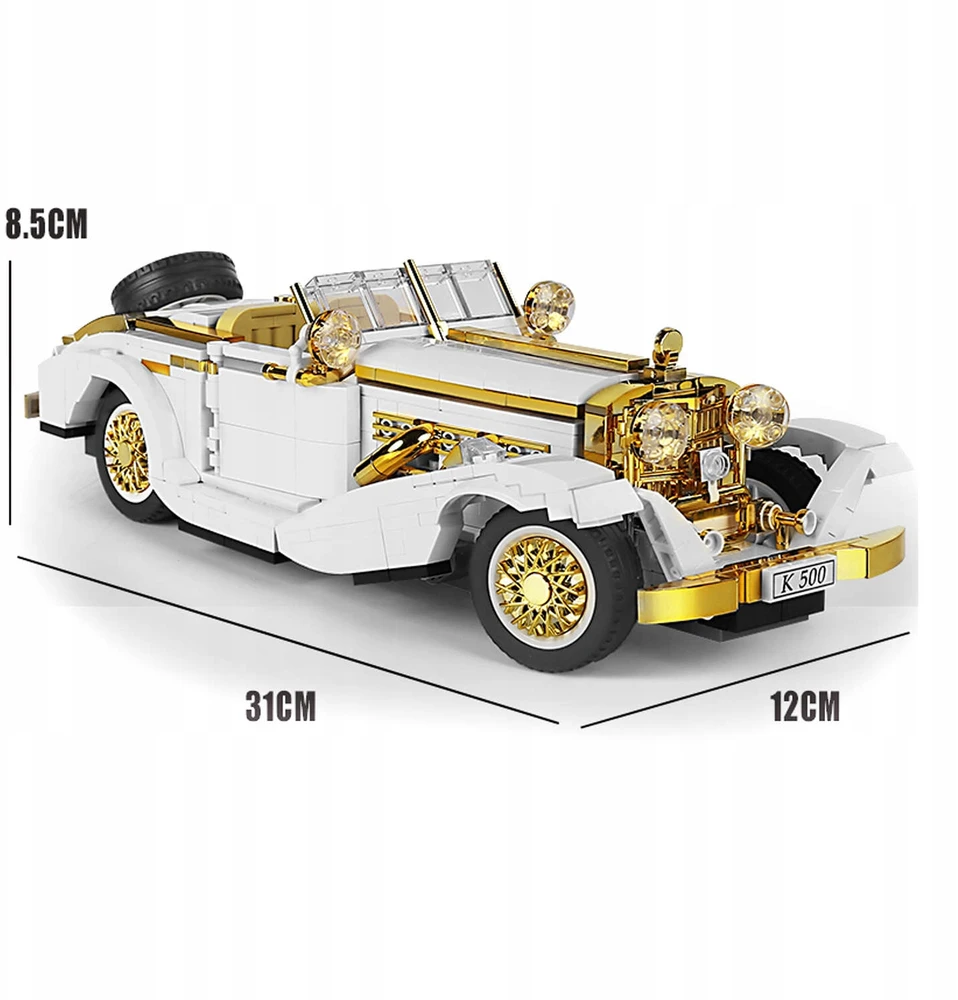 Mould King Mold King Mercedes-Benz 500K konstrukciniai blokeliai 868 plastikiniai elementai