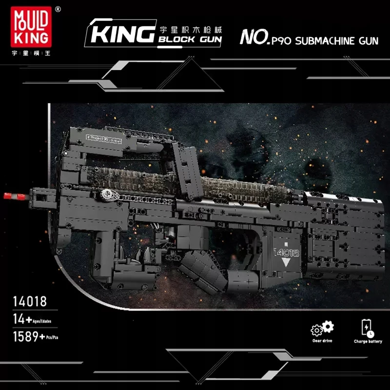 Mould King Mold King statybiniai blokai 14018S P90 šautuvas kulkosvaidis
