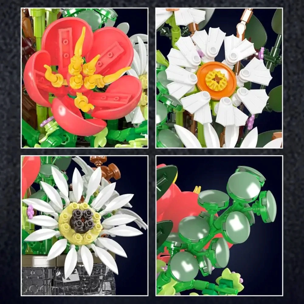 Mould King Moul King kaladėlės 24107 Daisy puokštės gėlių rinkinys
