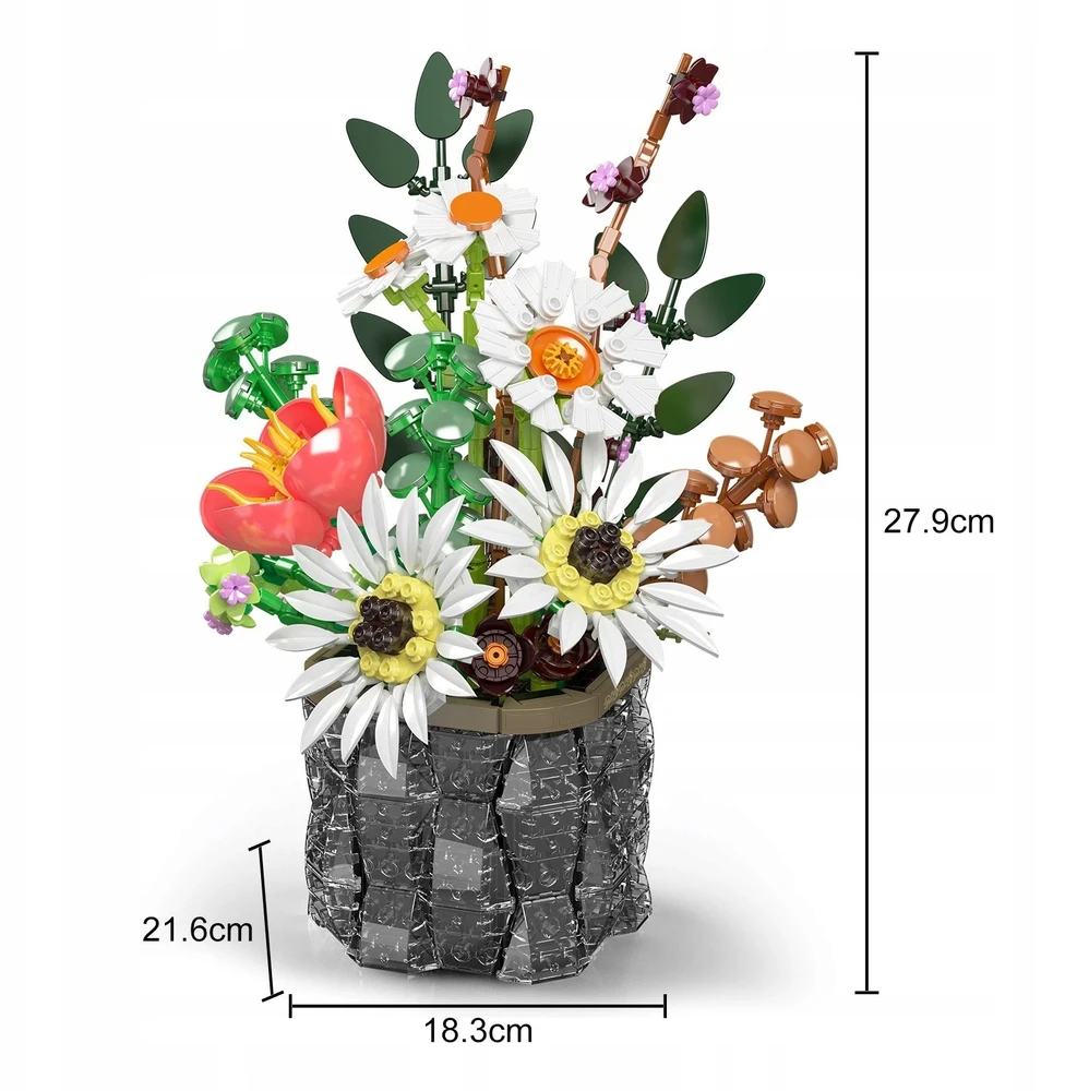 Mould King Moul King kaladėlės 24107 Daisy puokštės gėlių rinkinys