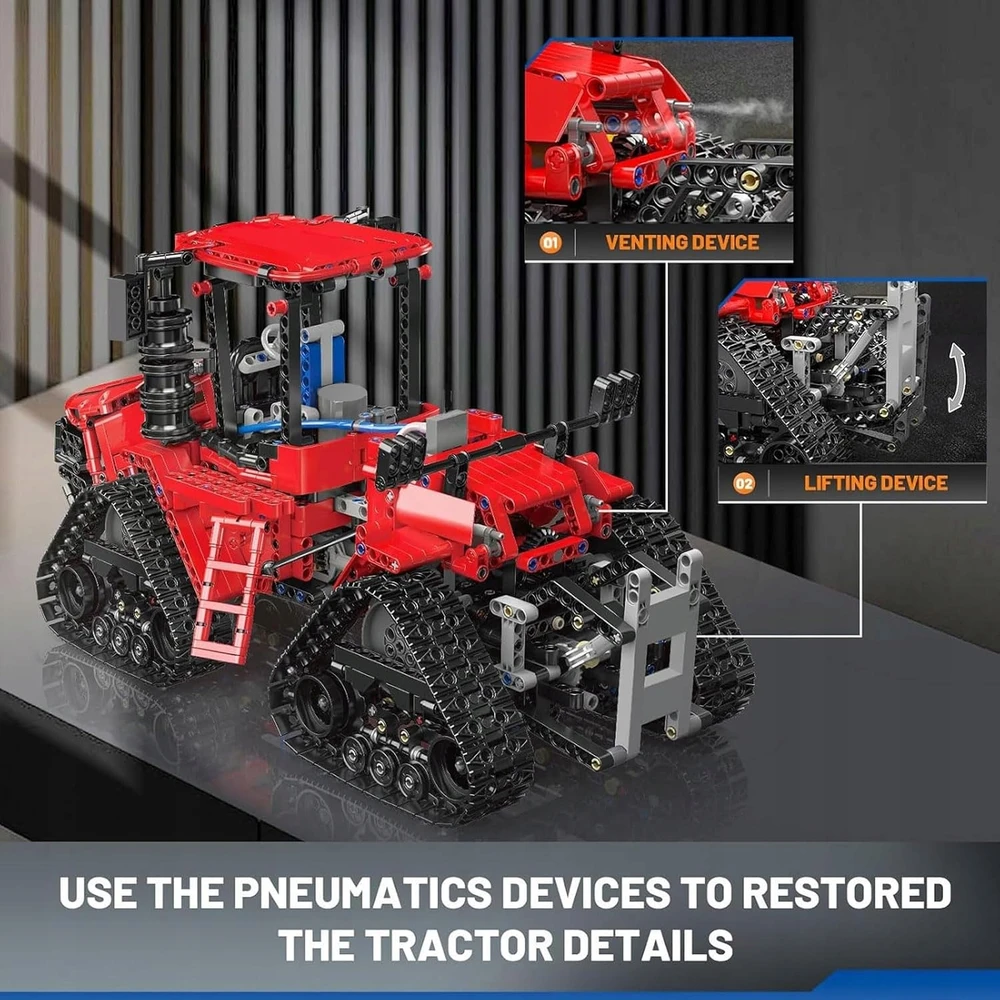 Mould King RC Technic 1698 el vikšrinis traktorius 4 varikliai Mold King 14+