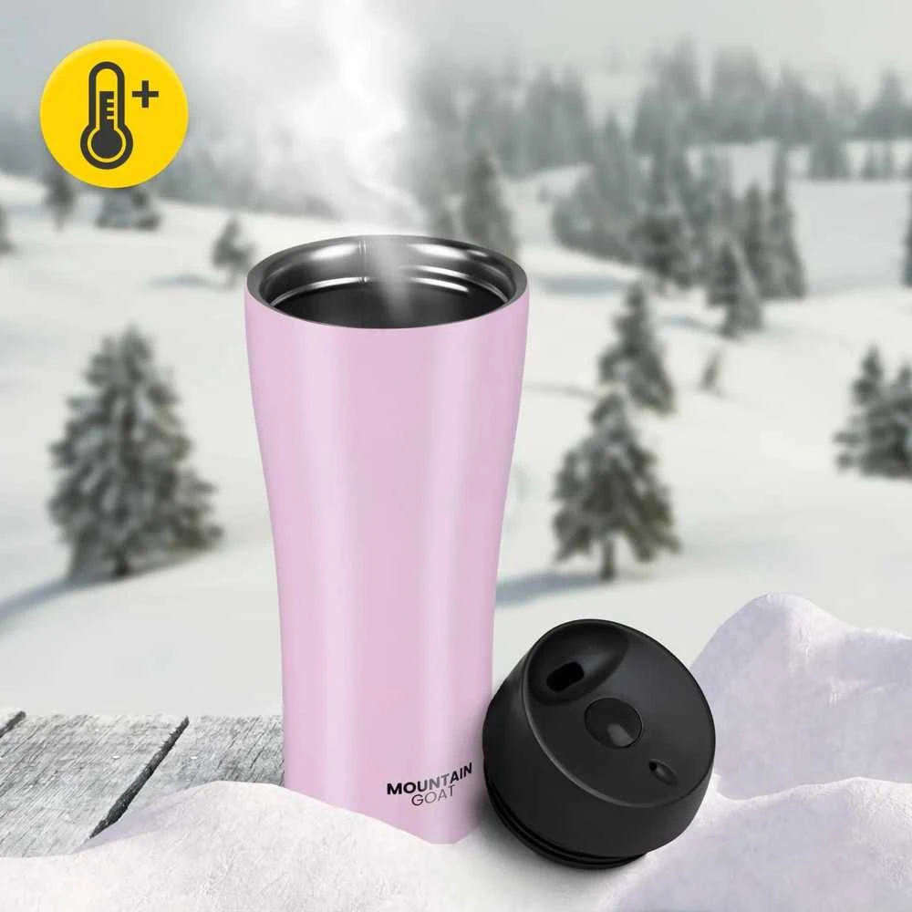„Mountain Goat TRAVEL“ 380 ml rožinis termo puodelis