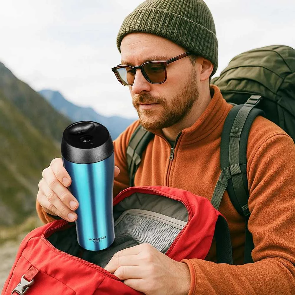 „Mountain Goat TRAVEL“ termo puodelis, 380 ml, mėlynas