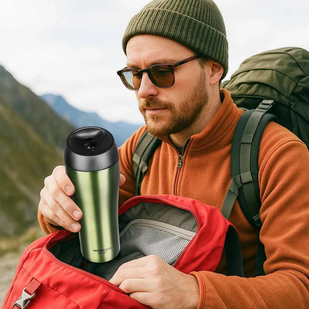 „Mountain Goat TRAVEL“ termo puodelis, 380 ml, žalias