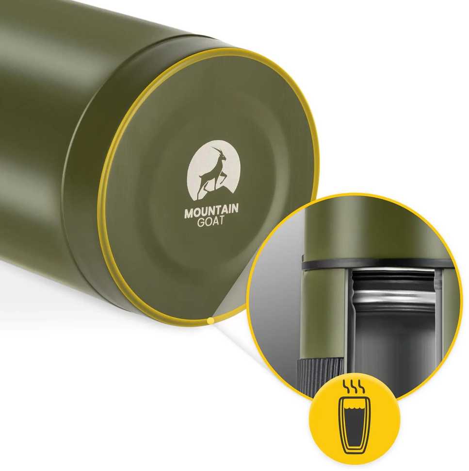 Mountain Kelioninis termosas kavai ir arbatai, 1 litras, žalias
