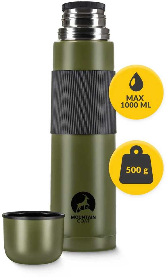 Mountain Kelioninis termosas kavai ir arbatai, 1 litras, žalias