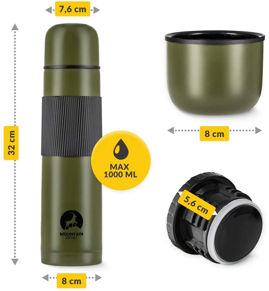 Mountain Kelioninis termosas kavai ir arbatai, 1 litras, žalias