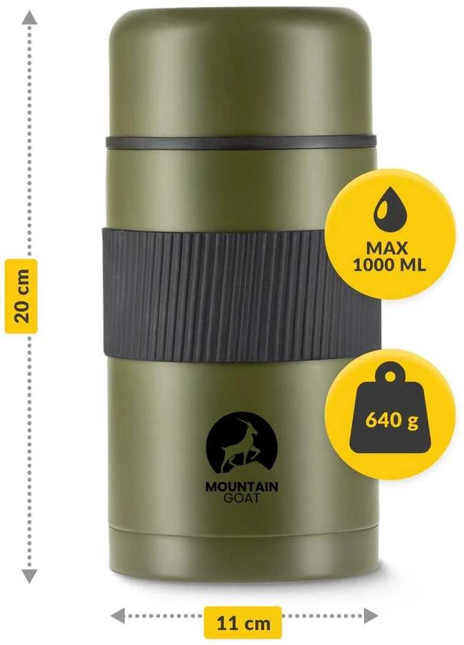 Mountain Nerūdijančio plieno pietų termosas 1 litras, žalias