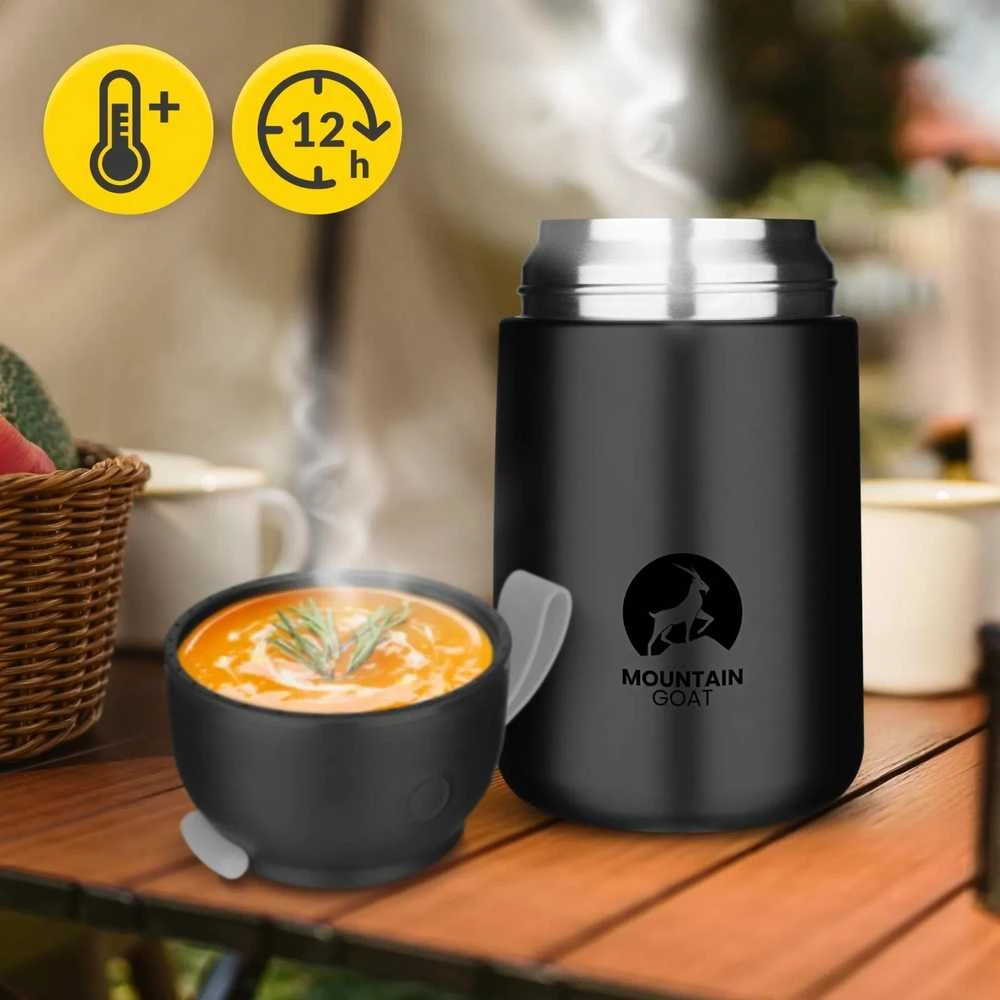 Mountain Nerūdijančio plieno pietų termosas, 720 ml, juodas