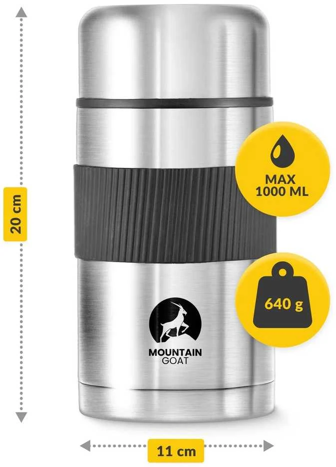 Mountain Nerūdijančio plieno pietų termosas 1 litras, sidabrinis