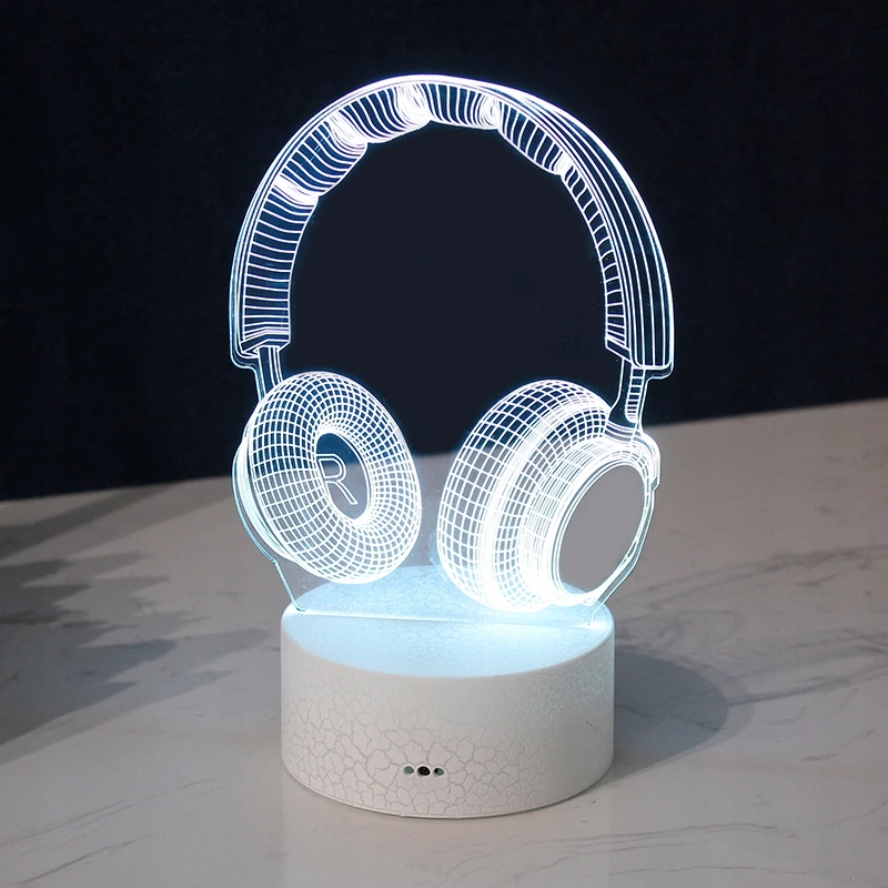 Moxomi 3d Led Lempa "ausinės" - 16 Spalvų, Naktinė, Dovana Audiofilams