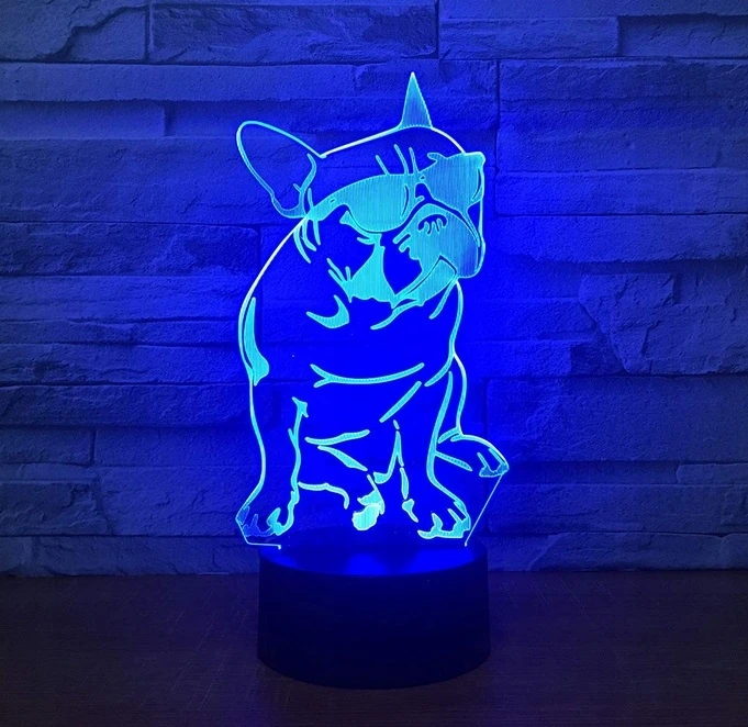 Moxomi 3d Led Lempa Šunelis Prancūzų Buldogas, 16 Spalvų + Pilotas