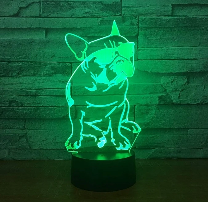 Moxomi 3d Led Lempa Šunelis Prancūzų Buldogas, 16 Spalvų + Pilotas