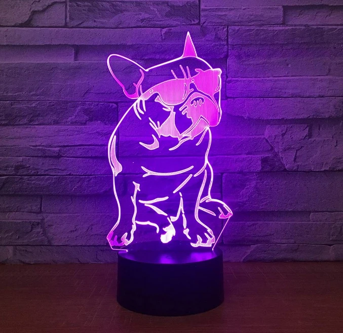 Moxomi 3d Led Lempa Šunelis Prancūzų Buldogas, 16 Spalvų + Pilotas