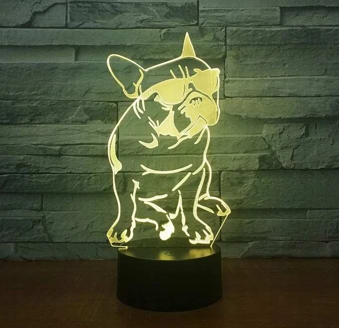 Moxomi 3d Led Lempa Šunelis Prancūzų Buldogas, 16 Spalvų + Pilotas