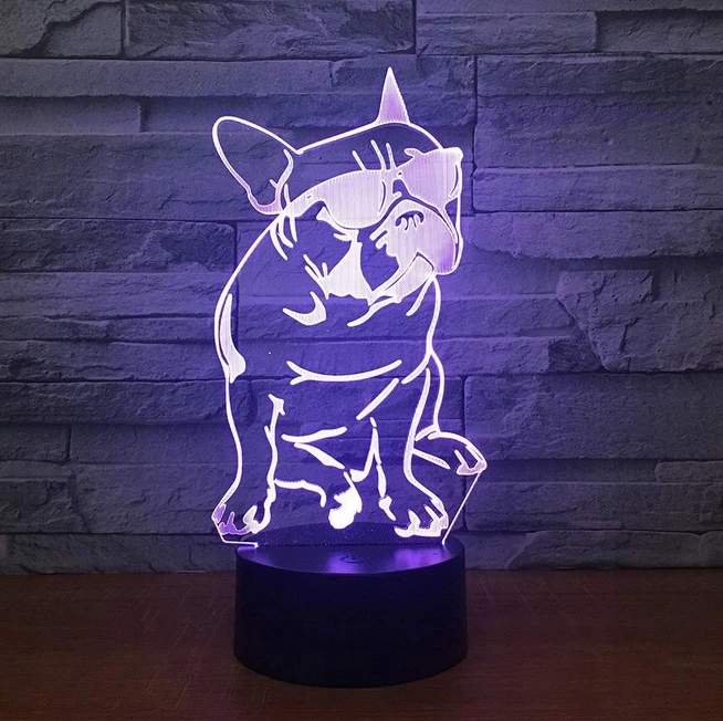 Moxomi 3d Led Lempa Šunelis Prancūzų Buldogas, 16 Spalvų + Pilotas