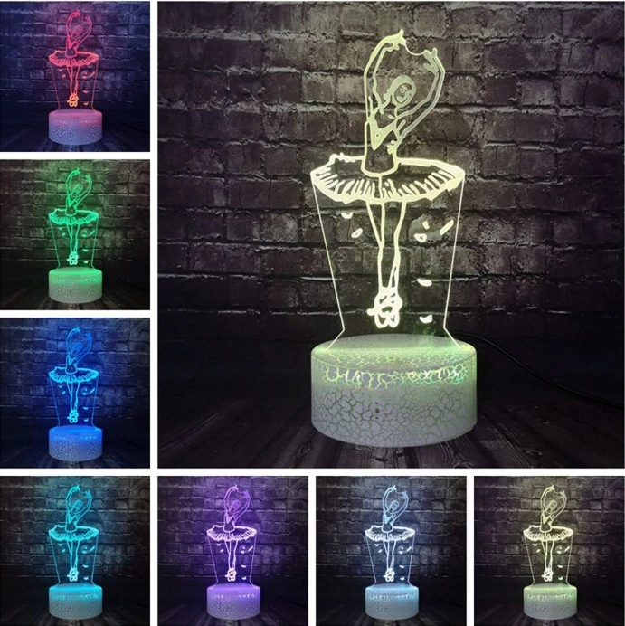 Moxomi LAMPA 3D LED BALET BALETNICA Naktinė lempa 16 KOLORÓW PREMIUM + Pultas