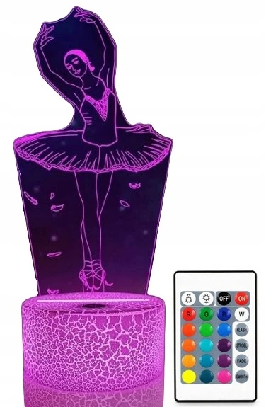 Moxomi LAMPA 3D LED BALET BALETNICA Naktinė lempa 16 KOLORÓW PREMIUM + Pultas