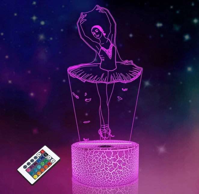 Moxomi LAMPA 3D LED BALET BALETNICA Naktinė lempa 16 KOLORÓW PREMIUM + Pultas