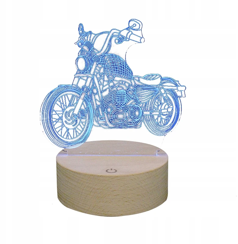 Moxomi LAMPA 3D LED MOTOR HARLEY DAVIDSON MOTOCYKL 16 KOLORÓW DREWNO