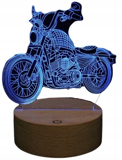 Moxomi LAMPA 3D LED MOTOR HARLEY DAVIDSON MOTOCYKL 16 KOLORÓW DREWNO