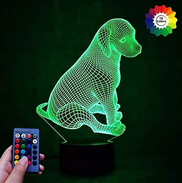 Moxomi LAMPA 3D LED PIES DOG PIESEK PUPPY SZCZENIAK Naktinė lempa 16 KOLORÓW