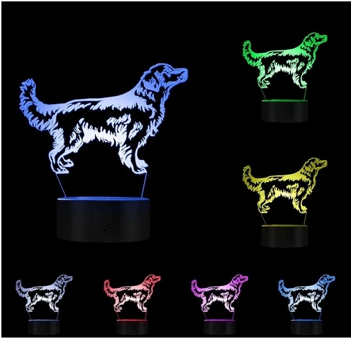 Moxomi LAMPA 3D LED PIES SZCZENIAK LABRADOR RETRIEVER LAMPKA 16 KOLORÓW + Pultas