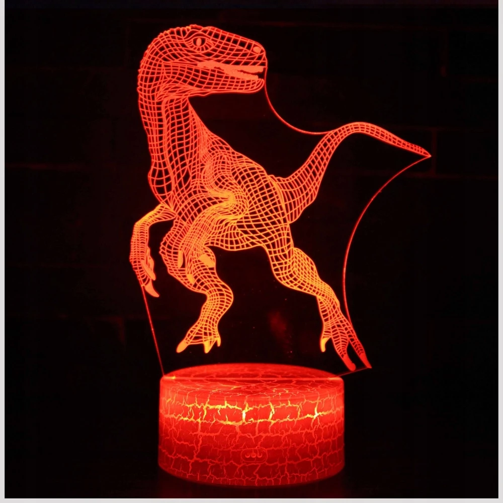 Moxomi LAMPA 3D LED USB DINOZAUR Naktinė lempa dla DZIECKA 16 KOLORÓW