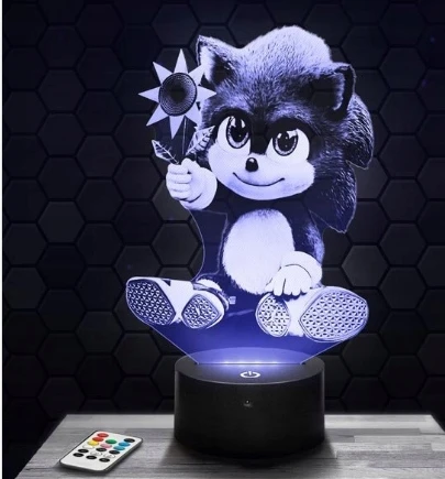 Moxomi LAMPA 3D LED USB MAŁY SONIC BAJKA PREZENT Pultas
