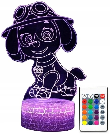 Moxomi LAMPA 3D LED USB PSI PATROL PAW SKYE + Pultas BAJKA