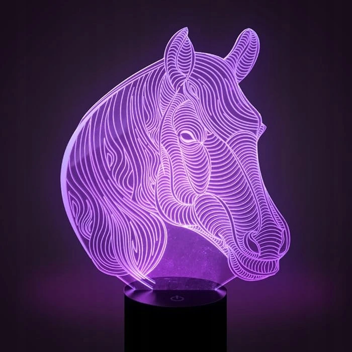 Moxomi Naktinė lempa 3D LED USB KOŃ KONIK GŁOWA LAMPA 16 KOLORÓW PREMIUM Pultas